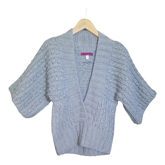 Kaisely Womens Gray Wool V-Neck Popcorn Thick Knit Sweater Size Medium - Picture 1 of 6